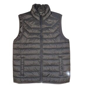Xersion Mens Puffer Vest Black Full Zip Quilted Sleeveless Jacket Medium